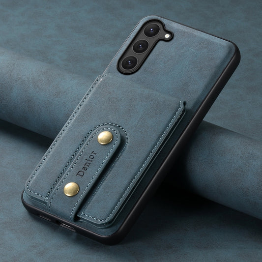 For Samsung Galaxy S23 5G Denior D14 NK Retro Pattern MagSafe Magnetic Card Holder Leather Phone Case(Blue) - Galaxy S23 5G Cases by Denior | Online Shopping UK | buy2fix