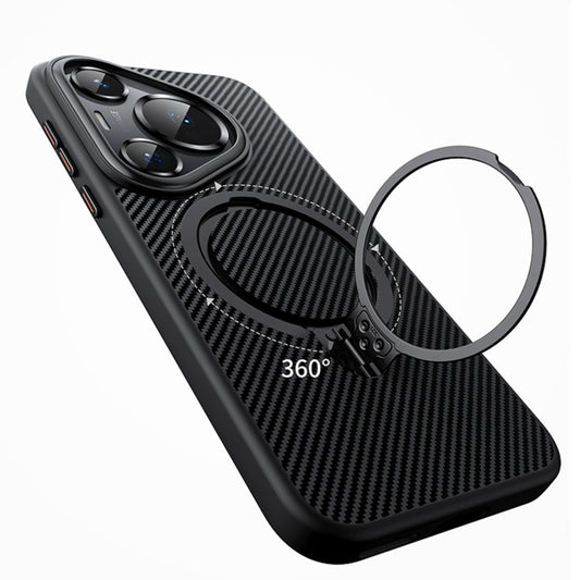 For Huawei Pura 70 Double Ring MagSafe Holder Carbon Fibre Phone Case(Black) by buy2fix