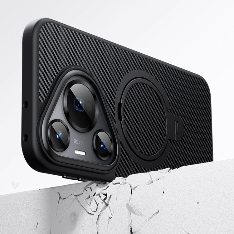 For Huawei Pura 70 Pro Double Ring MagSafe Holder Carbon Fibre Phone Case(Silver) - Huawei Cases by buy2fix | Online Shopping UK | buy2fix