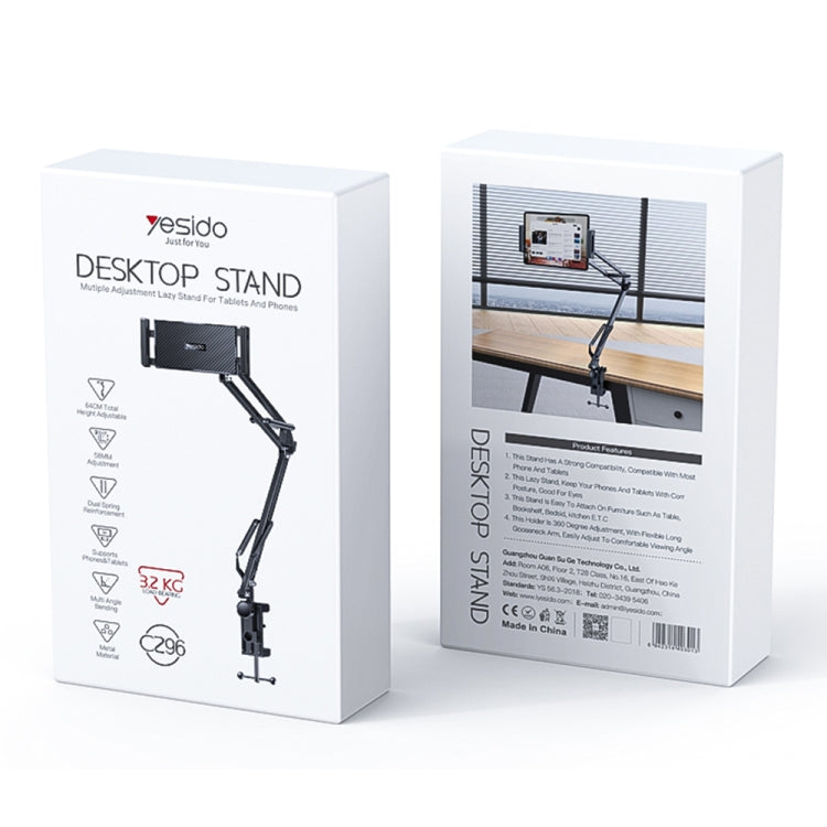 Yesido C296 Aluminum Alloy Desktop Stand For Tablets/Phones(Black) - Lazy Bracket by Yesido | Online Shopping UK | buy2fix