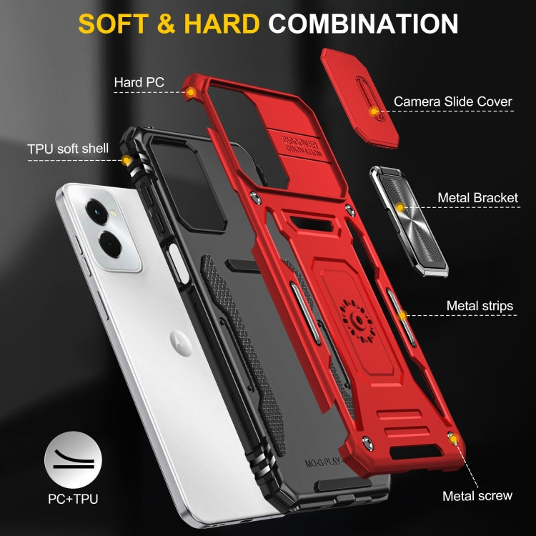 For Motorola Moto G Play 5G 2024 Armor PC + TPU Camera Shield Phone Case(Red) by buy2fix