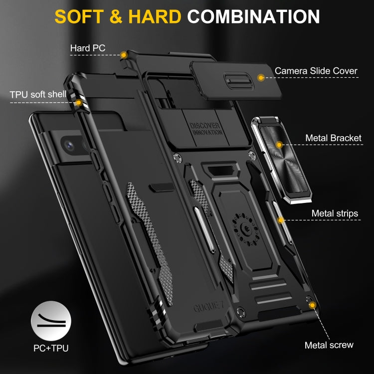 For Google Pixel 9 Pro XL 6.8 Armor PC + TPU Camera Shield Phone Case(Black) by buy2fix