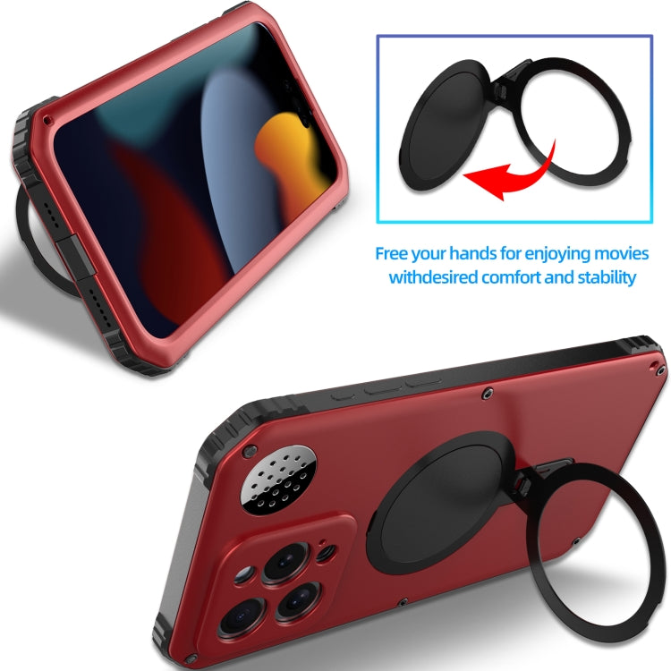 For iPhone 15 Pro Aromatherapy MagSafe Holder Life Waterproof Rugged Phone Case(Red) - iPhone 15 Pro Cases by buy2fix | Online Shopping UK | buy2fix
