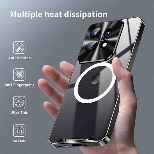 For Motorola Edge 50 Pro Frosted Metal MagSafe Magnetic Phone Case(Black) - Motorola Cases by buy2fix | Online Shopping UK | buy2fix