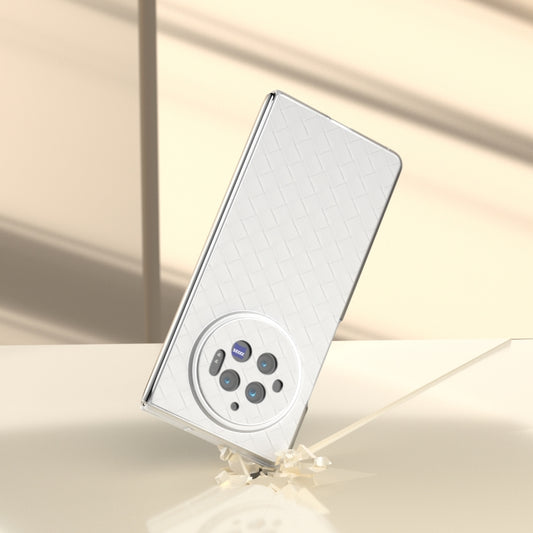 For vivo X Fold3 Woven Texture Frosted Translucent Frame PU Phone Case(White) by buy2fix