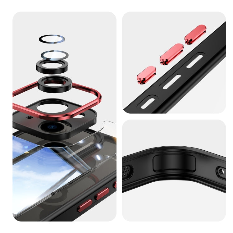 For iPhone 15 Acrylic Hybrid TPU Armor Shockproof Phone Case(Black Red) by buy2fix