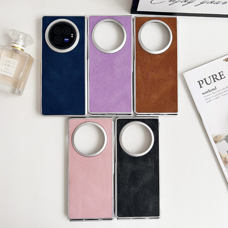 For vivo X Fold3 Pro Skin Feel Leather Texture Pearlescent Paint Shockproof Phone Case(Purple) by buy2fix