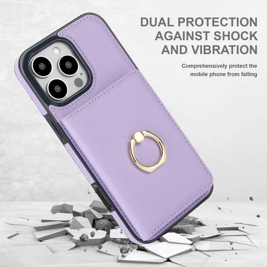 For iPhone 16 Pro RFID Anti-theft Card Ring Holder Phone Case(Purple) by buy2fix