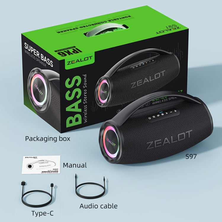 Zealot S97 80W Outdoor Portable RGB Light Bluetooth Speaker(Black) by ZEALOT