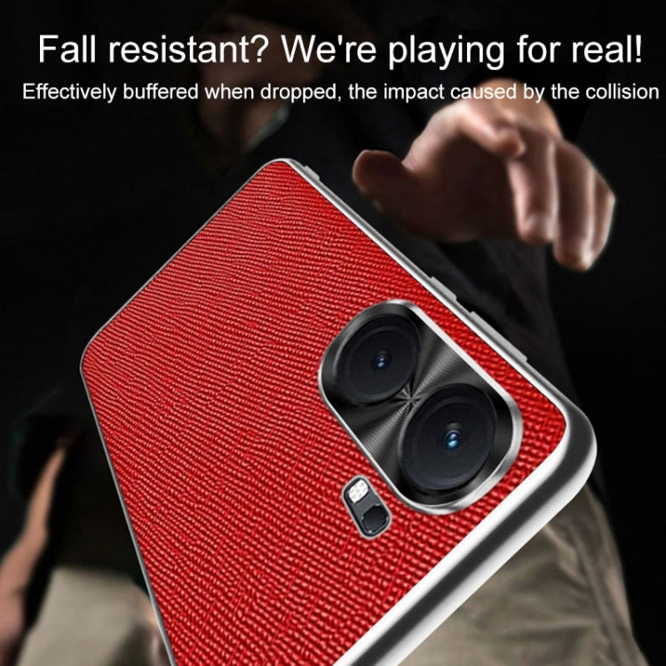 For vivo iQOO 12 Pro Silver Edge Cross Texture PU Leather Phone Case(Sapphire Blue) by buy2fix