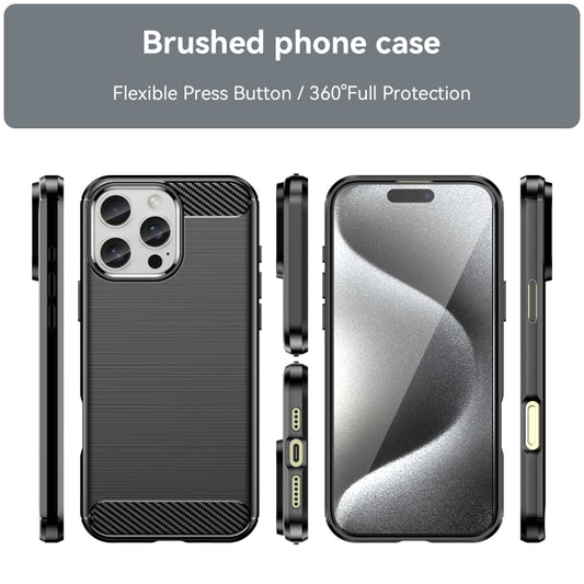 For iPhone 16 Pro Max Brushed Texture Carbon Fiber TPU Phone Case(Black) by buy2fix