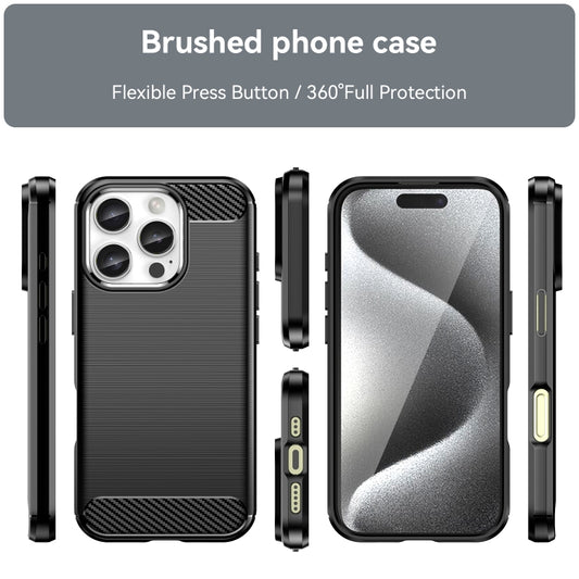 For iPhone 16 Pro Brushed Texture Carbon Fiber TPU Phone Case(Black) by buy2fix