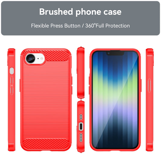 For iPhone 16e Brushed Texture Carbon Fiber TPU Phone Case(Red) by buy2fix