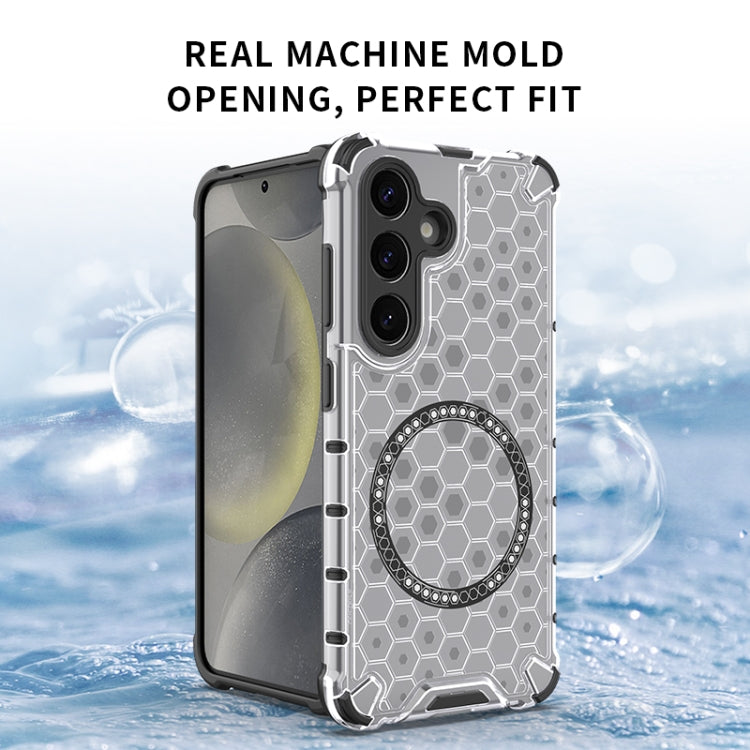 or Samsung Galaxy S25+ 5G Honeycomb Magnetic Ring Shockproof Phone Case(Red) by buy2fix