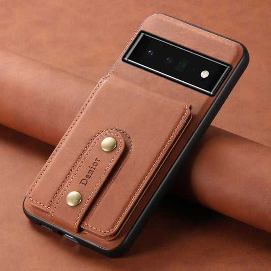 For Google Pixel 6 Pro Denior D14 NK Retro Pattern MagSafe Magnetic Card Holder Leather Phone Case(Brown) - Google Cases by Denior | Online Shopping UK | buy2fix