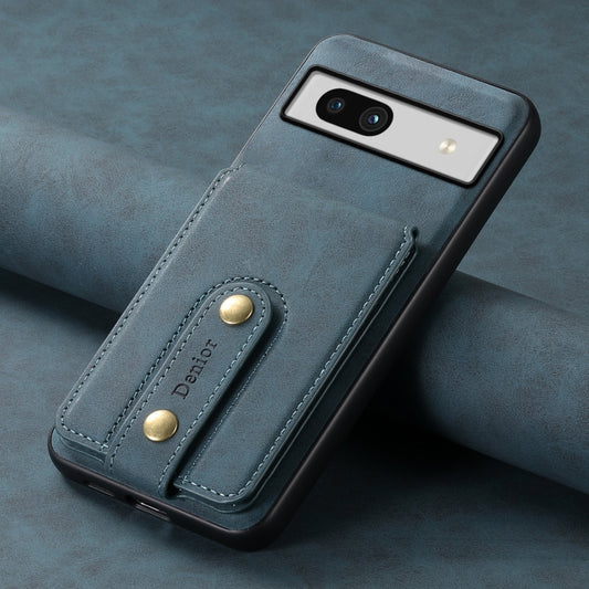 For Google Pixel 7a Denior D14 NK Retro Pattern MagSafe Magnetic Card Holder Leather Phone Case(Blue) - Google Cases by Denior | Online Shopping UK | buy2fix