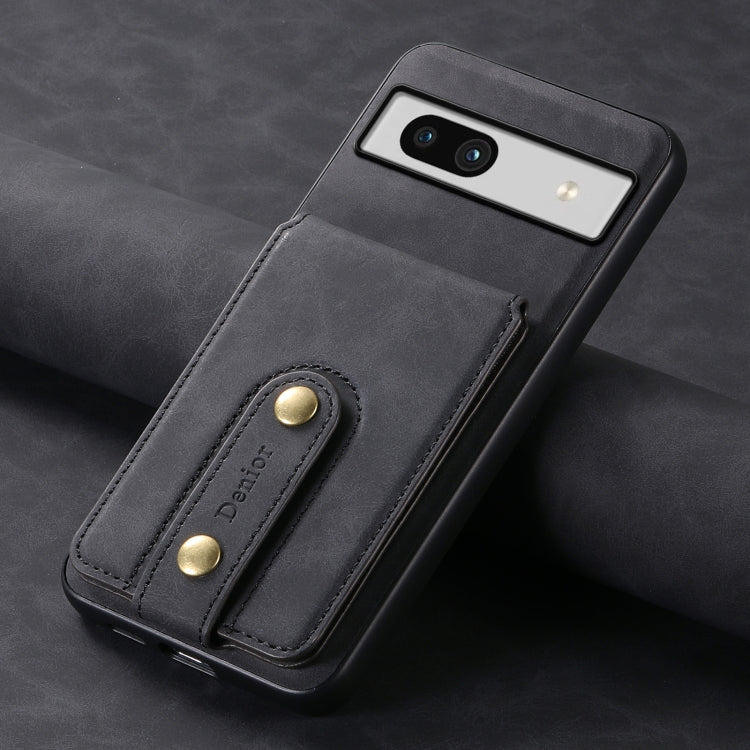 For Google Pixel 7a Denior D14 NK Retro Pattern MagSafe Magnetic Card Holder Leather Phone Case(Black) - Google Cases by Denior | Online Shopping UK | buy2fix
