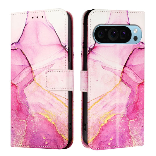 For Google Pixel 9 PT003 Marble Pattern Flip Leather Phone Case(Pink Purple Gold) by buy2fix