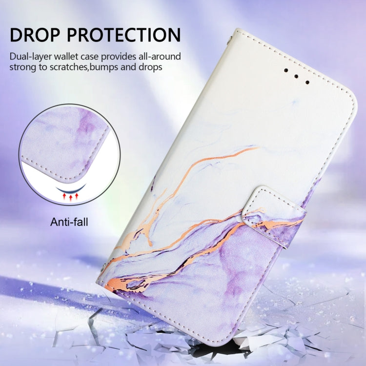 For Google Pixel 9 PT003 Marble Pattern Flip Leather Phone Case(White Purple) by buy2fix