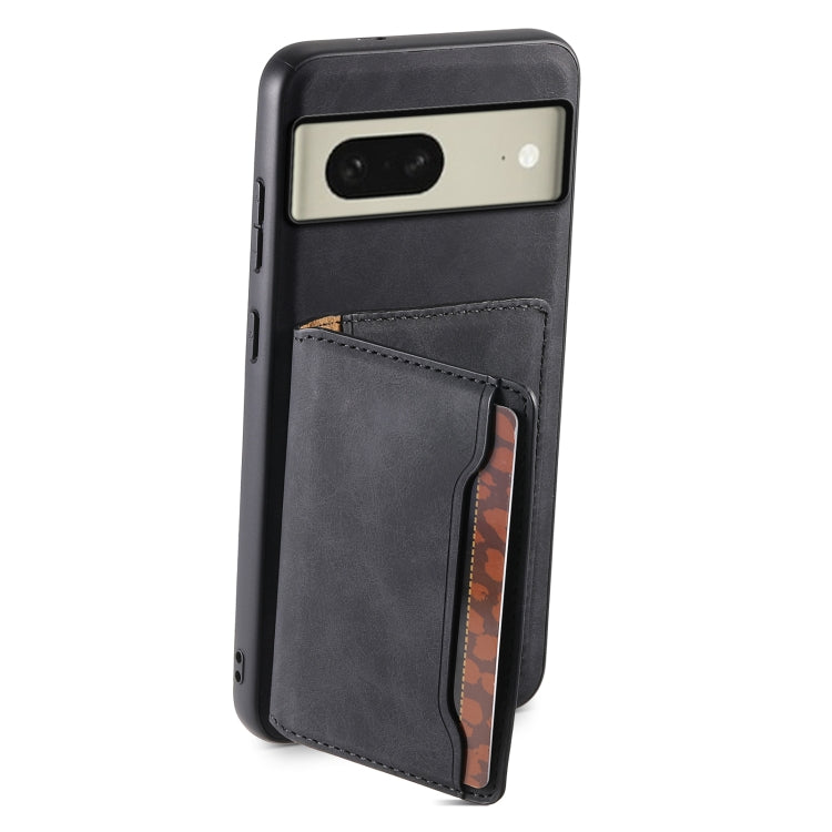 For Google Pixel 8 Denior D13 Retro Texture Leather MagSafe Card Bag Phone Case(Black) - Google Cases by Denior | Online Shopping UK | buy2fix
