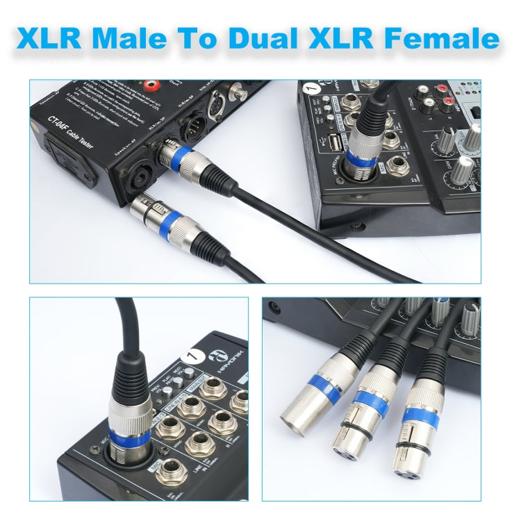 2055YMFF-05 XLR 3pin Male to Dual Female Audio Cable, Length: 50cm(Black+Yellow) by buy2fix