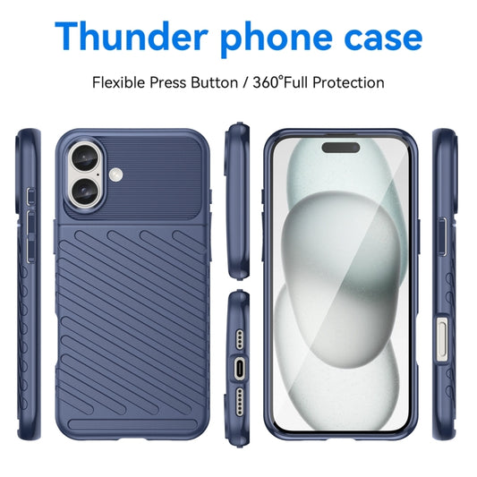 For iPhone 16 Plus Thunderbolt Shockproof Soft TPU Phone Case(Blue) by buy2fix