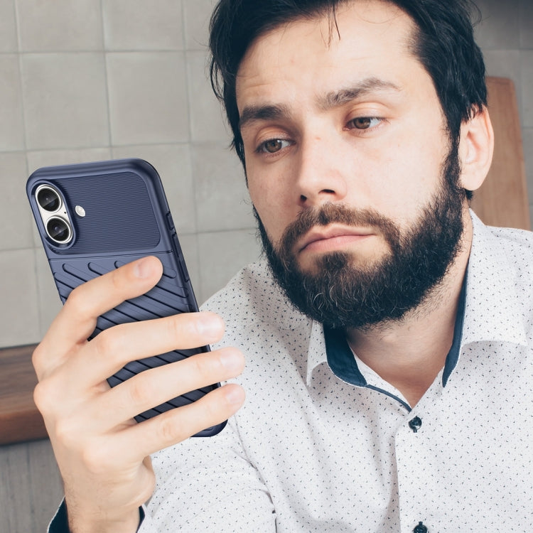 For iPhone 16 Plus Thunderbolt Shockproof Soft TPU Phone Case(Blue) by buy2fix