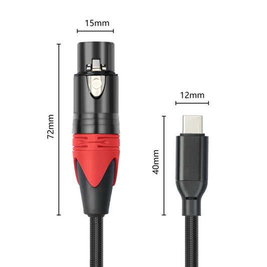TY03RE Type-C Male to XLR Female Audio Cable for Dynamic Microphone, Length:1m(Black) by buy2fix