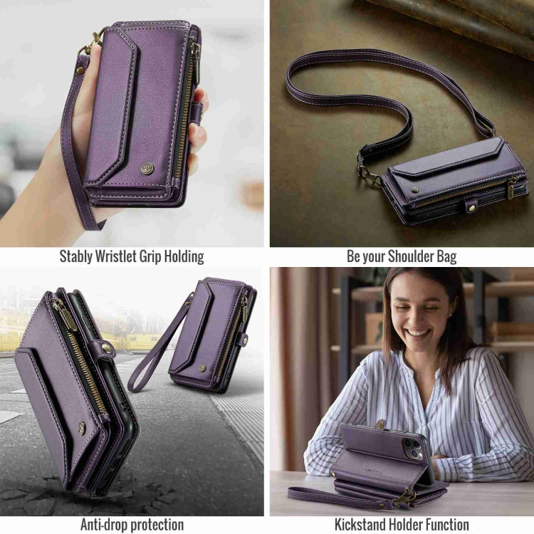For iPhone 11 Pro Max CaseMe C36 Card Slots Zipper Wallet RFID Anti-theft Leather Phone Case(Purple) by CaseMe