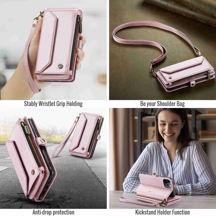 For iPhone 11 Pro Max CaseMe C36 Card Slots Zipper Wallet RFID Anti-theft Leather Phone Case(Pink) by CaseMe