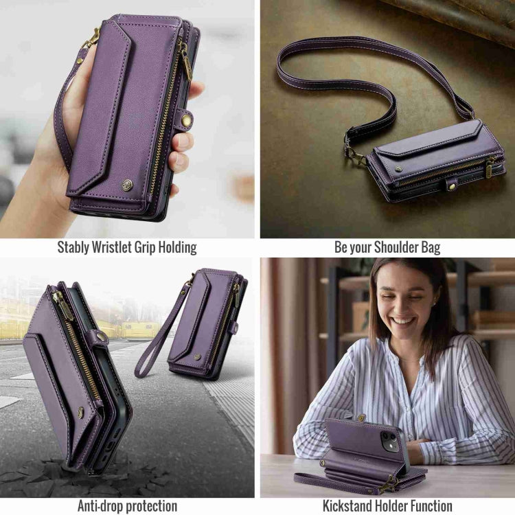For iPhone 12 CaseMe C36 Card Slots Zipper Wallet RFID Anti-theft Leather Phone Case(Purple) by CaseMe