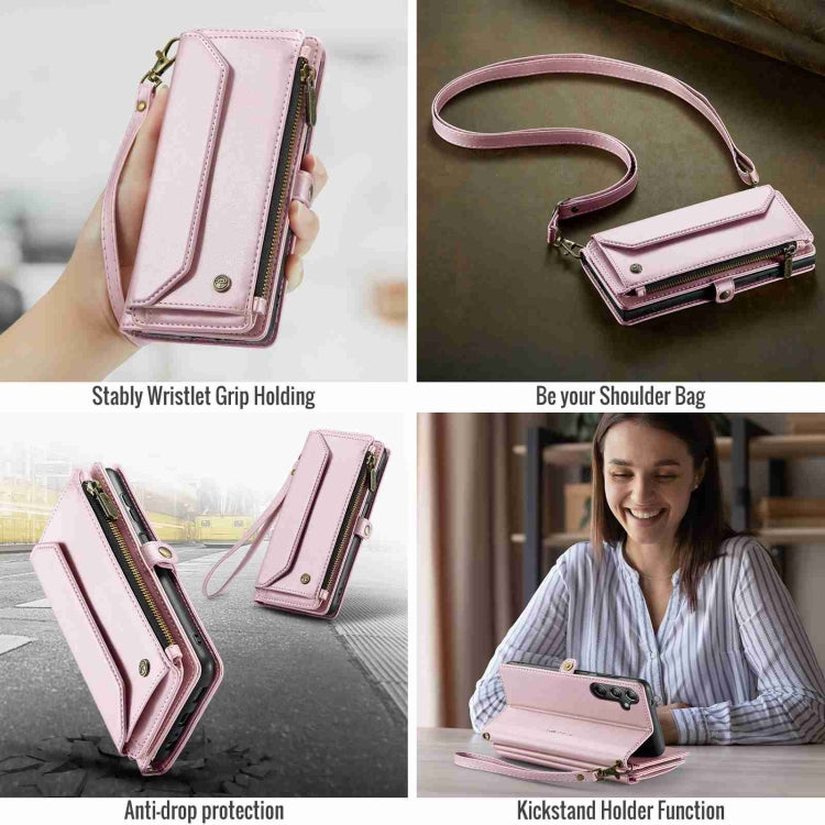 For Samsung Galaxy A14 5G / 4G CaseMe C36 Card Slots Zipper Wallet RFID Anti-theft Leather Phone Case(Pink) by CaseMe