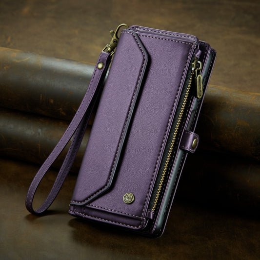 For Samsung Galaxy A25 CaseMe C36 Card Slots Zipper Wallet RFID Anti-theft Leather Phone Case(Purple) by CaseMe