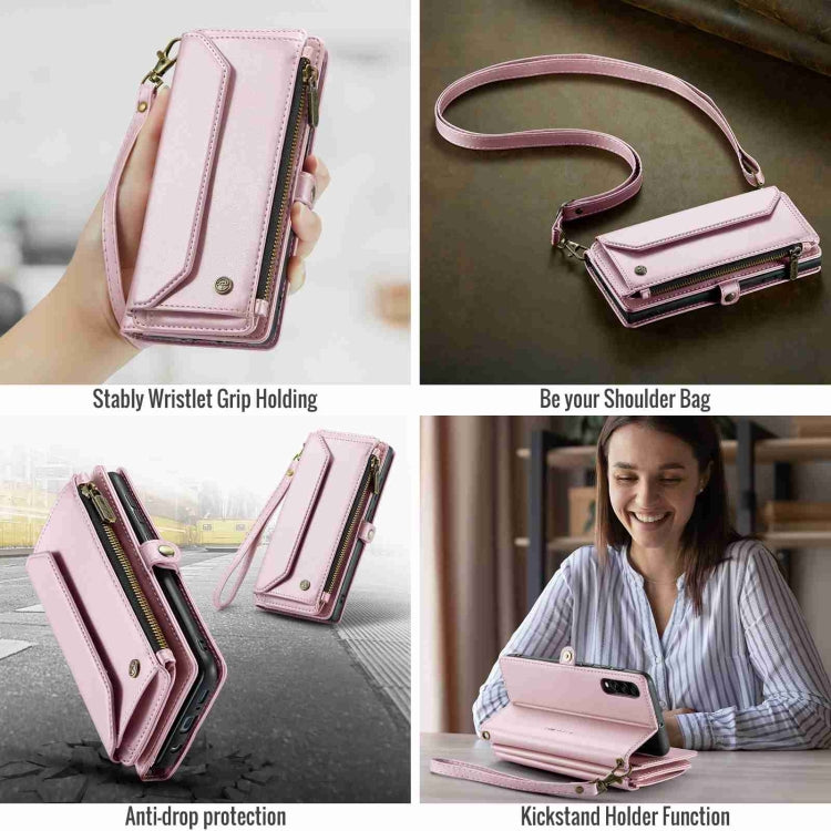 For Samsung Galaxy A30s / A50s / A50 CaseMe C36 Card Slots Zipper Wallet RFID Anti-theft Leather Phone Case(Pink) by CaseMe