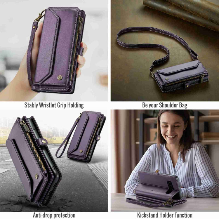 For Samsung Galaxy S10+ CaseMe C36 Card Slots Zipper Wallet RFID Anti-theft Leather Phone Case(Purple) by CaseMe