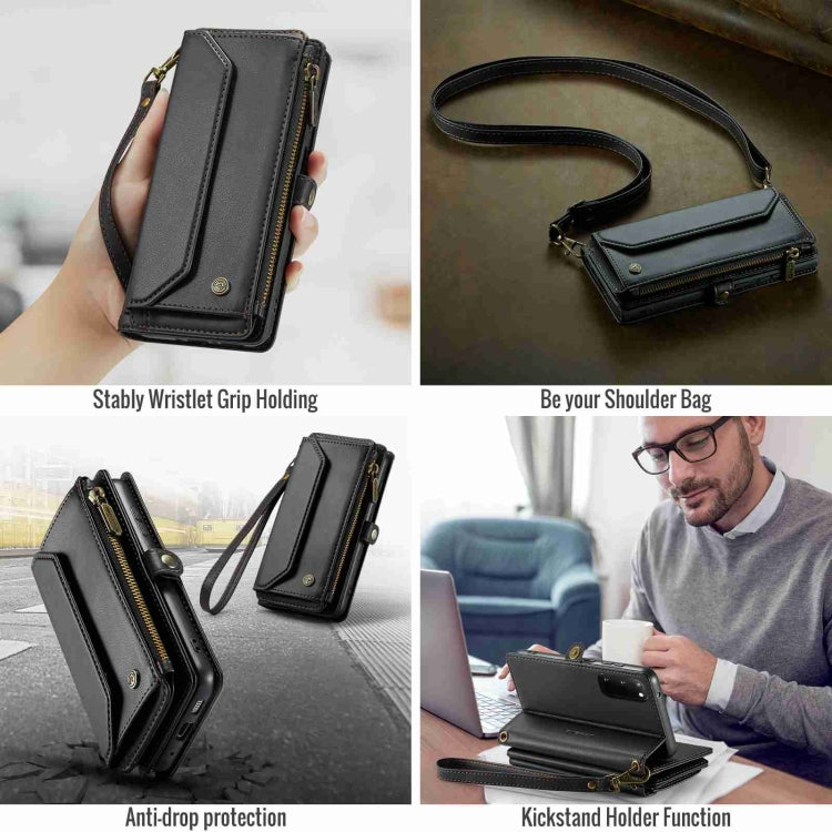 For Samsung Galaxy S20 CaseMe C36 Card Slots Zipper Wallet RFID Anti-theft Leather Phone Case(Black) by CaseMe