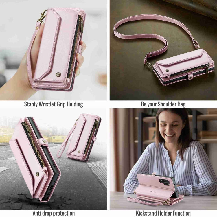 For Samsung Galaxy Note10+ CaseMe C36 Card Slots Zipper Wallet RFID Anti-theft Leather Phone Case(Pink) by CaseMe