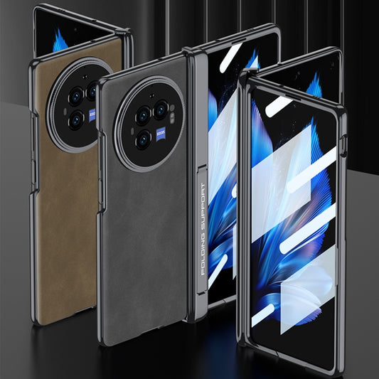 For vivo X Fold3 Pro GKK Integrated Magnetic Fold Hinge Leather Shockproof Phone Case(Matte Brown) by GKK