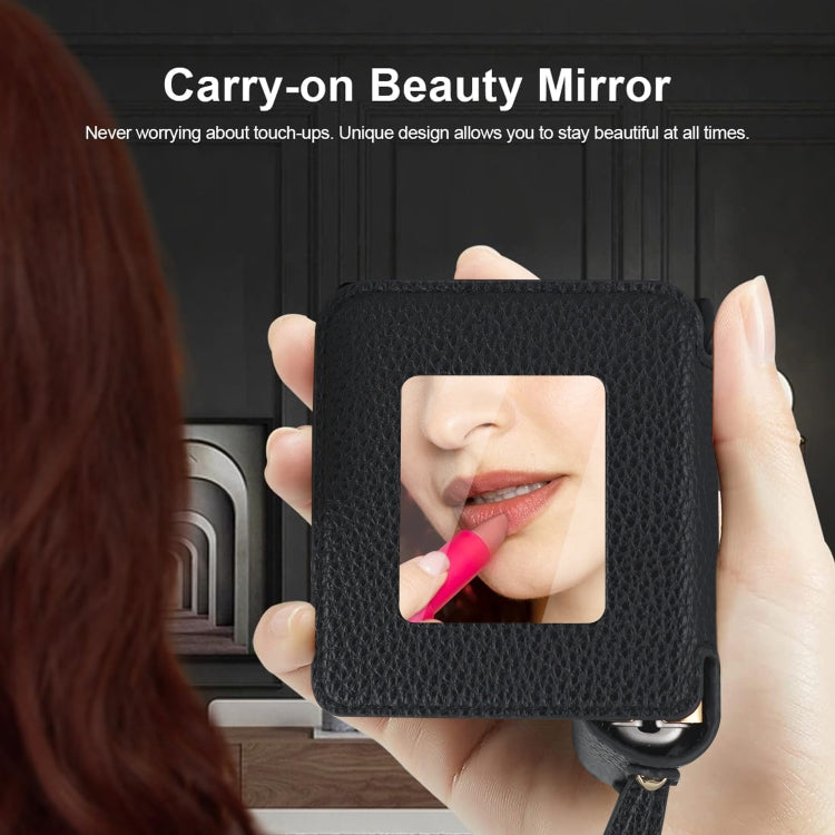 For Samsung Galaxy Z Flip6 Litchi Pattern Makeup Mirror PU Phone Case with Silk Scarf(Beige) - Galaxy Z Flip6 5G Cases by buy2fix | Online Shopping UK | buy2fix