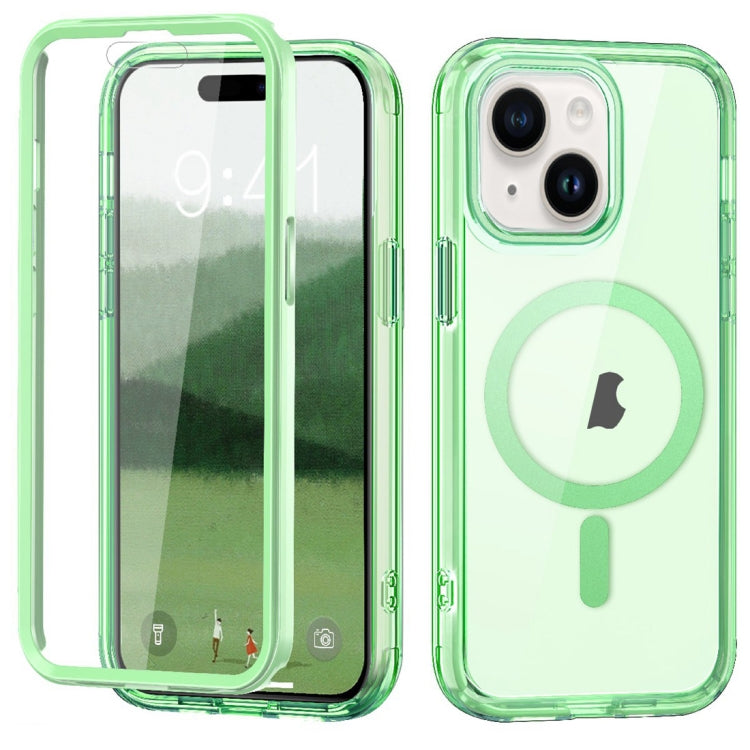 For iPhone 15 Colorful MagSafe Magnetic PC Hybrid TPU Phone Case(Green) - iPhone 15 Cases by buy2fix | Online Shopping UK | buy2fix