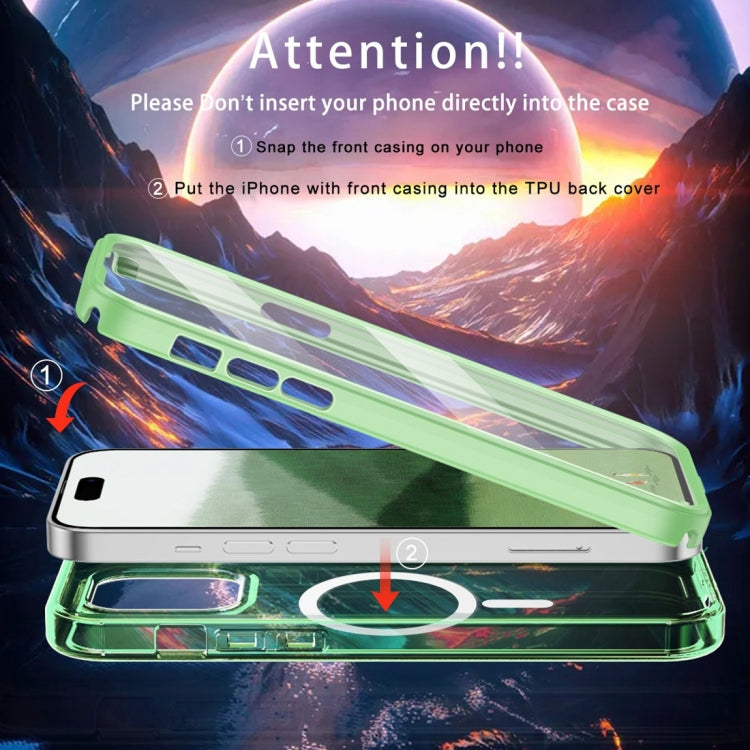 For iPhone 15 Colorful MagSafe Magnetic PC Hybrid TPU Phone Case(Green) - iPhone 15 Cases by buy2fix | Online Shopping UK | buy2fix