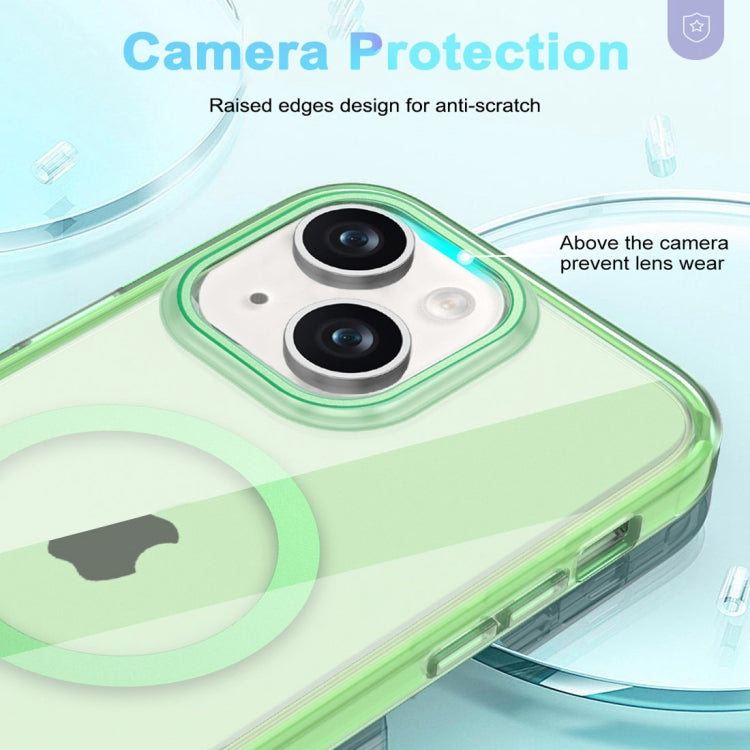 For iPhone 15 Colorful MagSafe Magnetic PC Hybrid TPU Phone Case(Green) - iPhone 15 Cases by buy2fix | Online Shopping UK | buy2fix