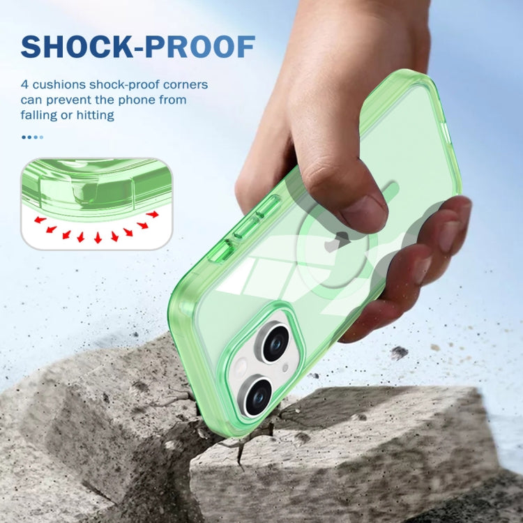 For iPhone 15 Colorful MagSafe Magnetic PC Hybrid TPU Phone Case(Green) - iPhone 15 Cases by buy2fix | Online Shopping UK | buy2fix