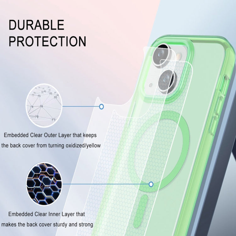 For iPhone 15 Colorful MagSafe Magnetic PC Hybrid TPU Phone Case(Green) - iPhone 15 Cases by buy2fix | Online Shopping UK | buy2fix