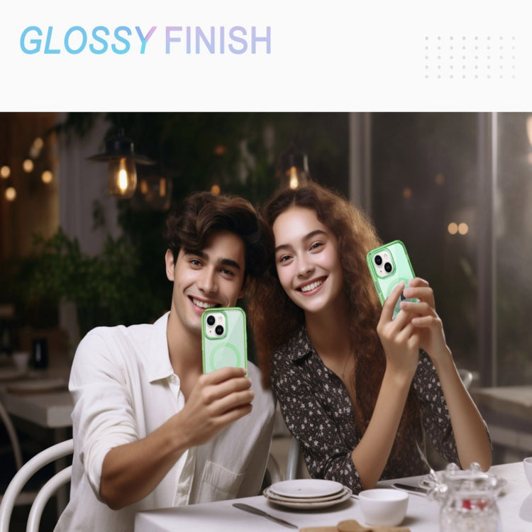 For iPhone 15 Colorful MagSafe Magnetic PC Hybrid TPU Phone Case(Green) - iPhone 15 Cases by buy2fix | Online Shopping UK | buy2fix