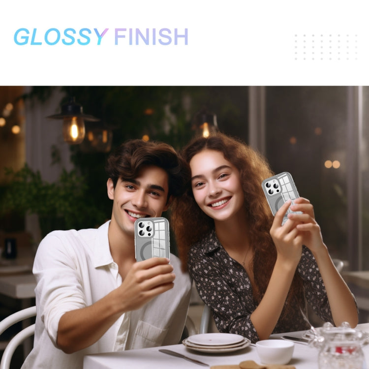 For iPhone 16 Pro Max Colorful MagSafe Magnetic PC Hybrid TPU Phone Case(Grey) by buy2fix