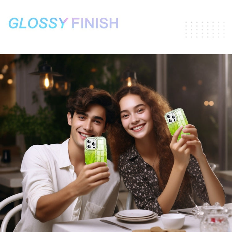 For iPhone 16 Pro Max IMD Gradient Feather PC Hybrid TPU Phone Case(Green) by buy2fix