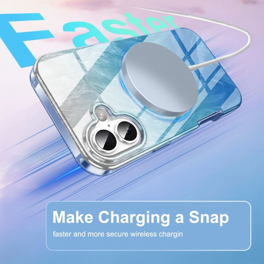 For iPhone 16 Plus IMD Gradient Feather PC Hybrid TPU Phone Case(Blue) by buy2fix