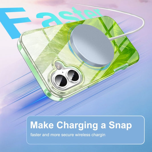 For iPhone 16 Plus IMD Gradient Feather PC Hybrid TPU Phone Case(Green) by buy2fix