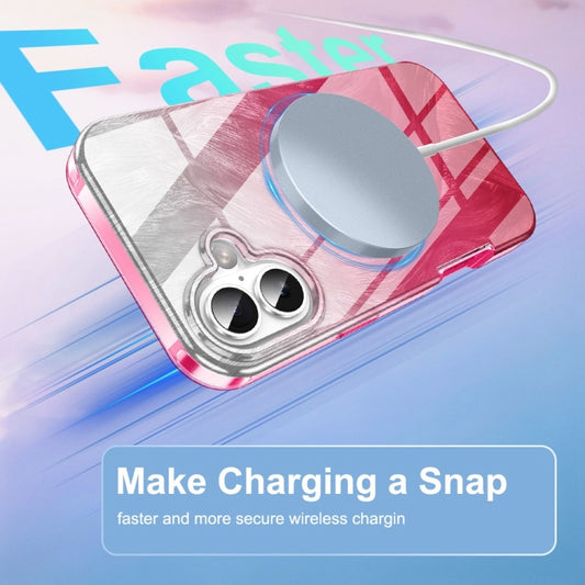 For iPhone 16 Plus IMD Gradient Feather PC Hybrid TPU Phone Case(Rose Red) by buy2fix